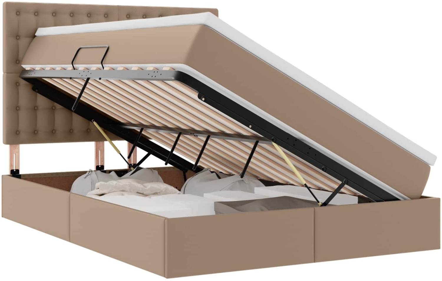 vidaXL Bett mit LED-Lichtleisten Cappuccino 140 x 190 cm PVC 3372304 Bild 1