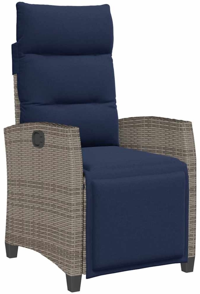 vidaXL Gartensessel mit Beistelltisch Verstellbar Grau Poly Rattan 4108278 Bild 1
