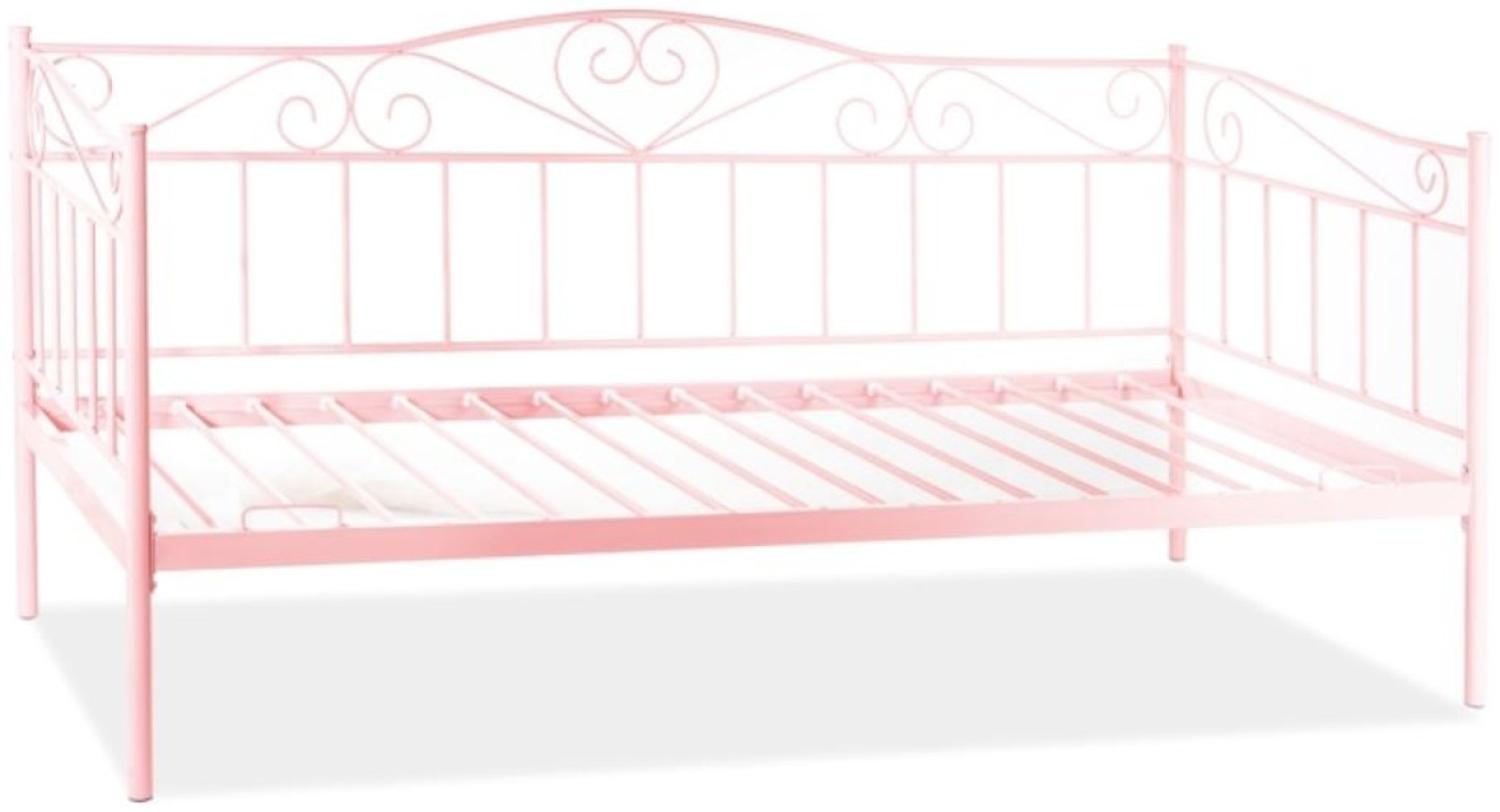 Casa Padrino Landhausstil Bett Rosa 208 x 96 x H. 97 cm - Metall Einzelbett - Schlafzimmer Möbel im Landhausstil Bild 1