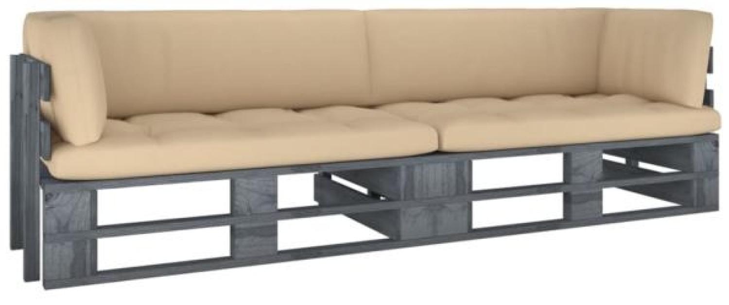 vidaXL 2-Sitzer-Palettensofa mit Kissen Grau Imprägniertes Kiefernholz 3066628 Bild 1