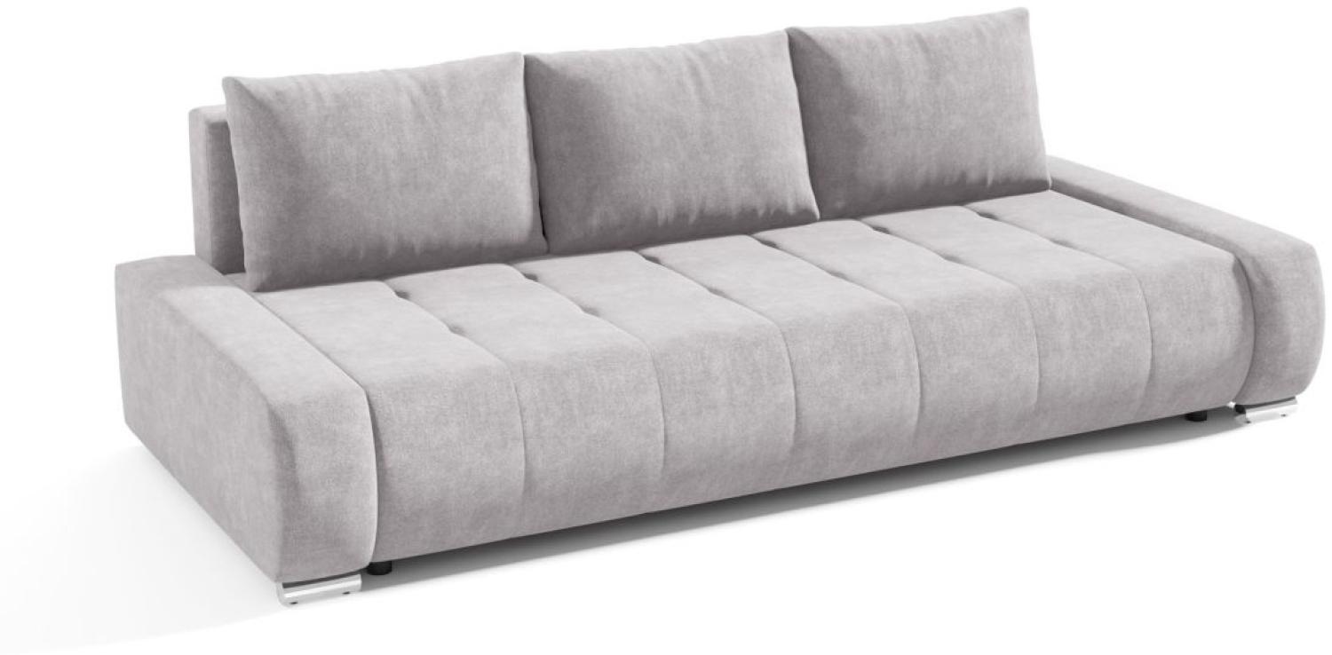 Sofa 3-Sitzer mit Schlaffunktion VOGAR Stoff Aston Silbergrau Bild 1