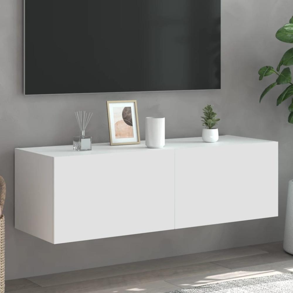 vidaXL TV-Wandschrank mit LED-Leuchten Weiß 100x35x31 cm 837295 Bild 1