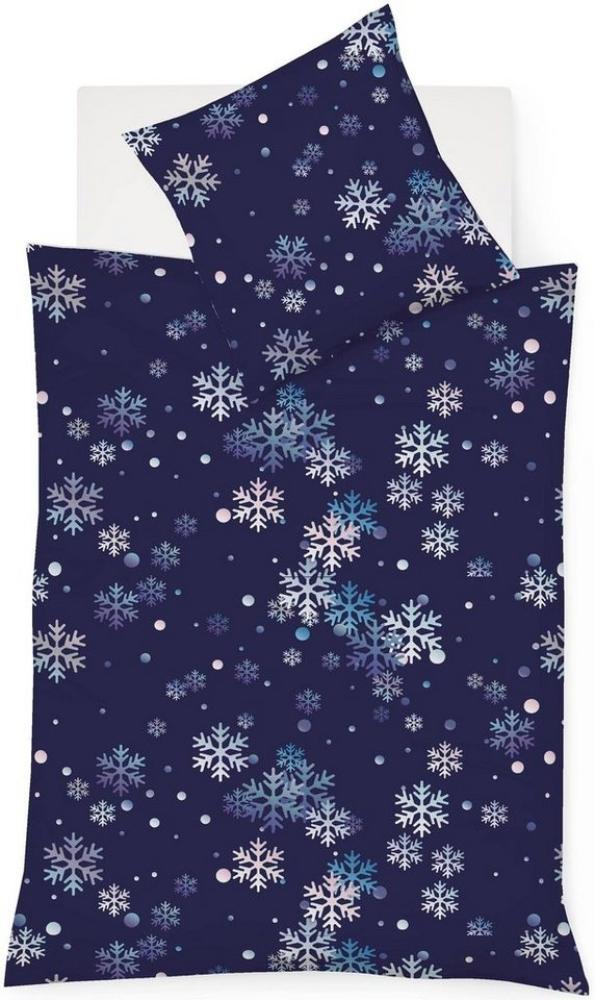 Fleuresse Aspen Biber Bettwäsche 135x200 Eiskristalle Schnee blau 434375-02 Bild 1