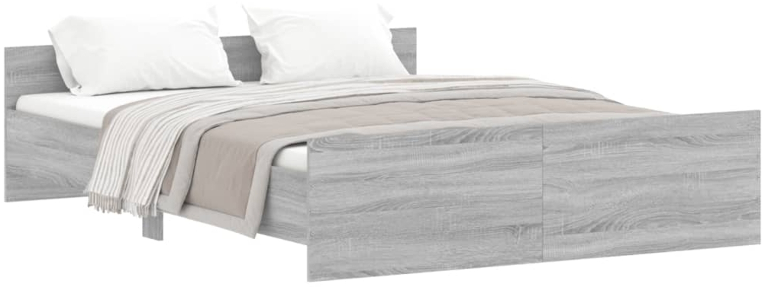 vidaXL Bettgestell mit Kopf- und Fußteil Grau Sonoma 150x200 cm 3203759 Bild 1
