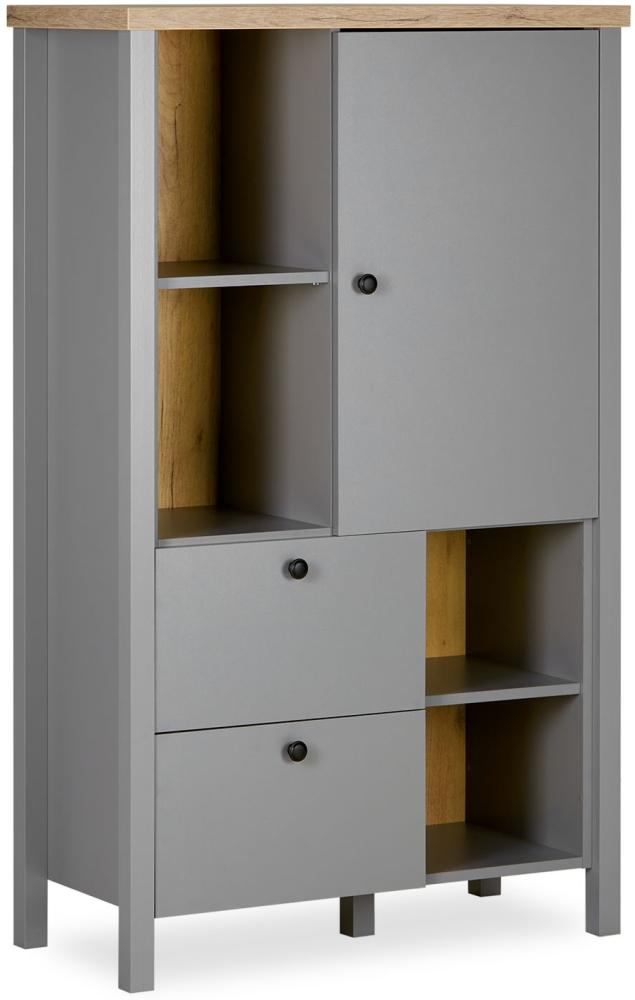 Homestyle4u Highboard, Holzwerkstoff grau, B/H/T: 85 x 139 x 38 cm Bild 1