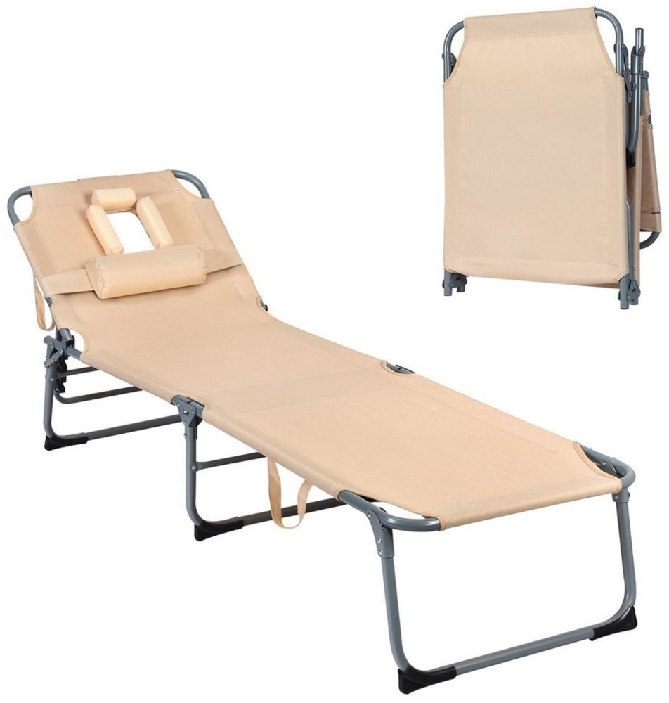 COSTWAY Gartenliege, 5-stufig, mit Gesichtsöffnung, klappbar, bis 150kg Bild 1