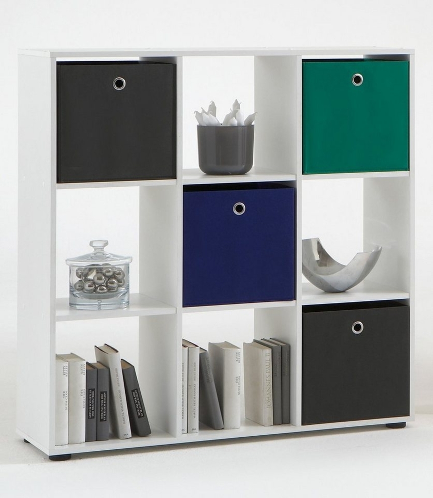 FMD Möbel - MEGA 5 - Raumteiler-Regal - melaminharzbeschichtete Spanplatte - weiß - 104,5 x 108,5 x 33cm Bild 1