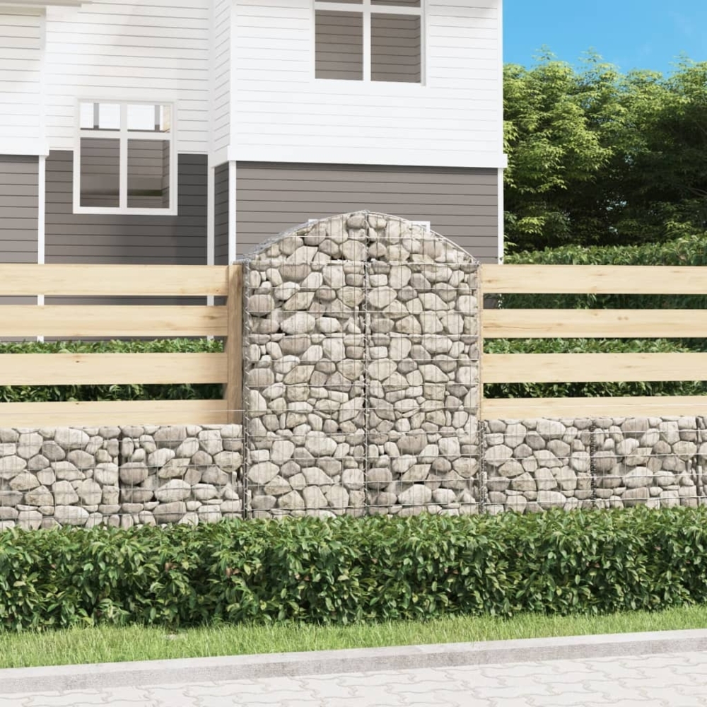 vidaXL Gabione mit Hochbogen 100x30x140/160 cm Verzinktes Eisen 153427 Bild 1