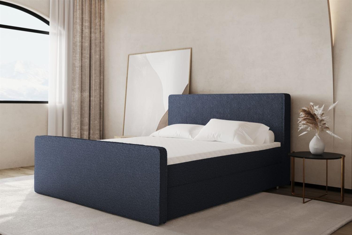 Boxspringbett Schlafzimmerbett CELES 180x220cm Stoff Ascot Blau Bild 1