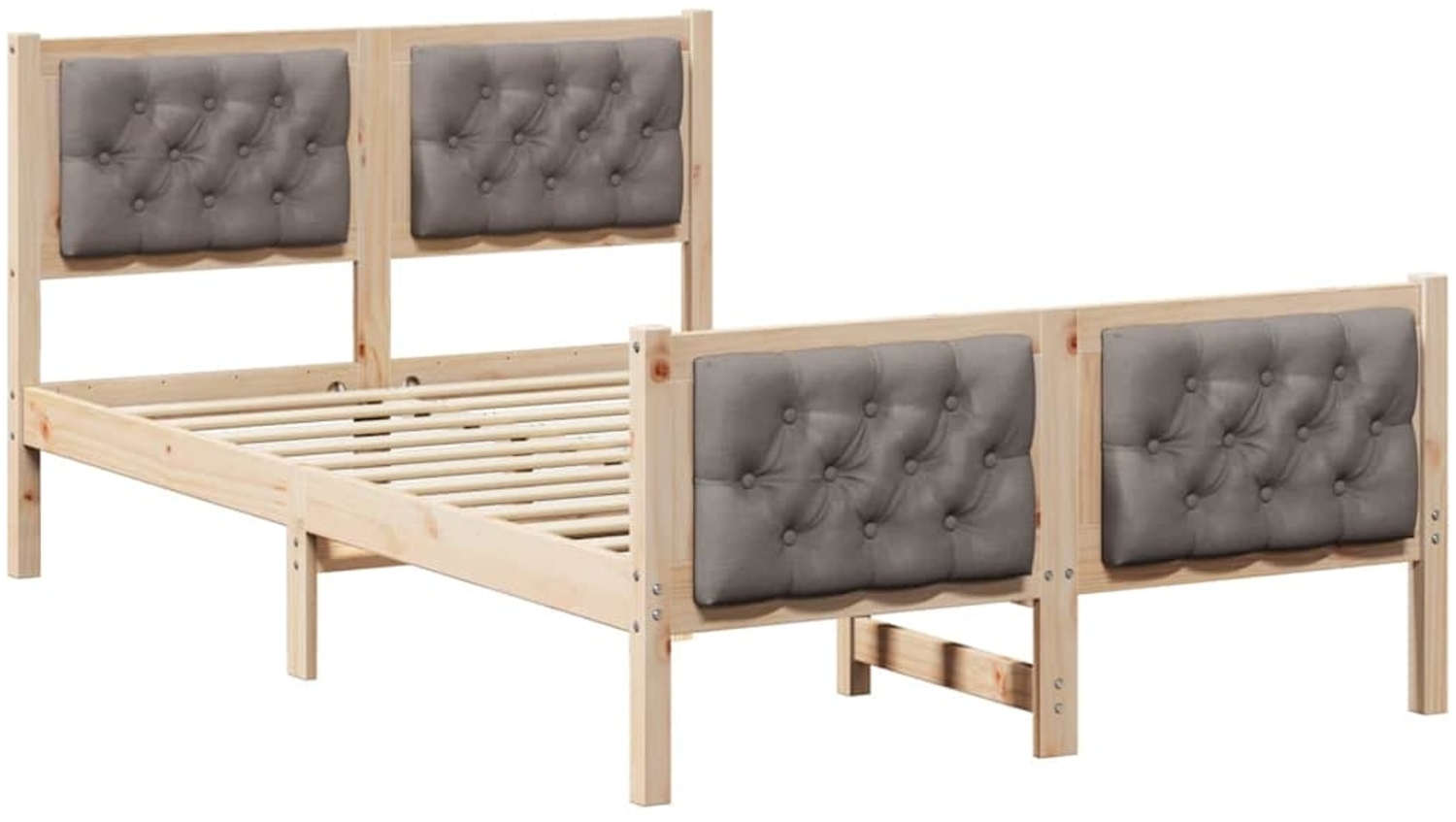 vidaXL Bettrahmen mit Kopfteil Taupe 120 x 200 cm Massives Kiefernholz 878402 Bild 1