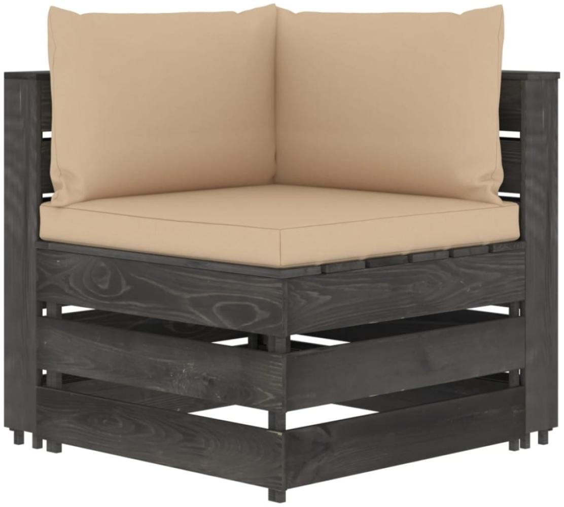 Modulares Ecksofa mit Kissen Grau Imprägniertes Holz Bild 1
