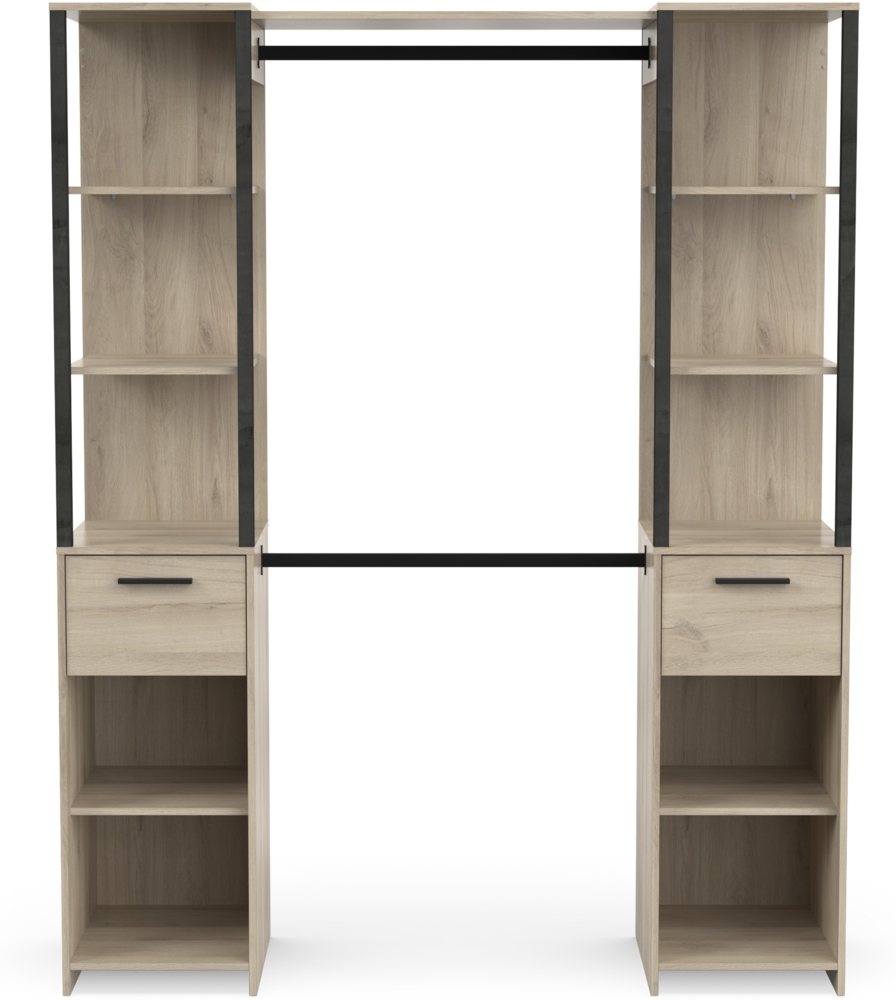 Calicosy Ankleidesystem 2 Spalten, 1 Schublade und 3 Regalböden B37 cm - GARY - Helles Holz Bild 1