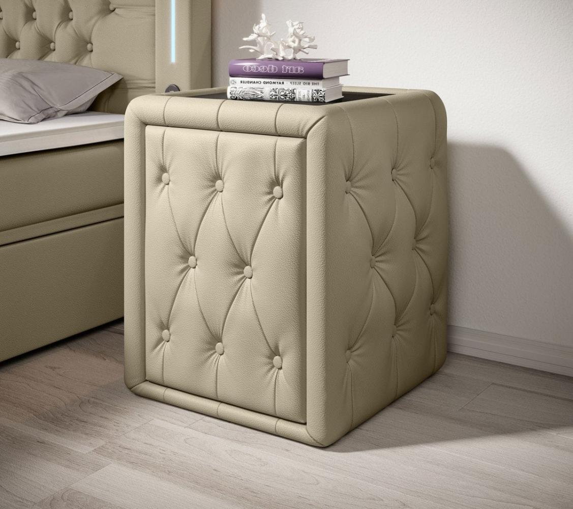 Designer Nachttisch Evora (Kunstleder) Beige Bild 1