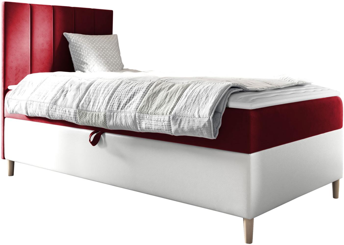 Boxspringbett Chapeni 'Junior 1' rot 80 x 200 cm Rechts Bild 1