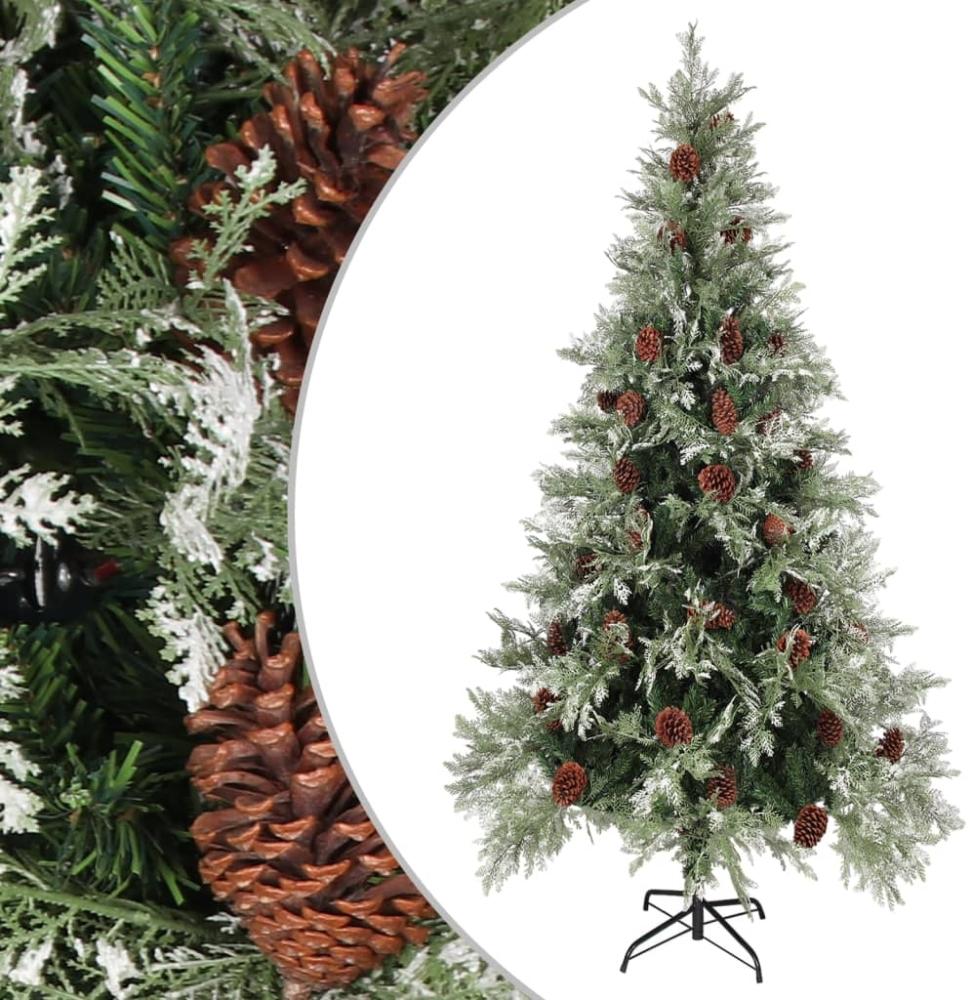 vidaXL Weihnachtsbaum mit Zapfen Grün und Weiß 225 cm PVC & PE 340536 Bild 1