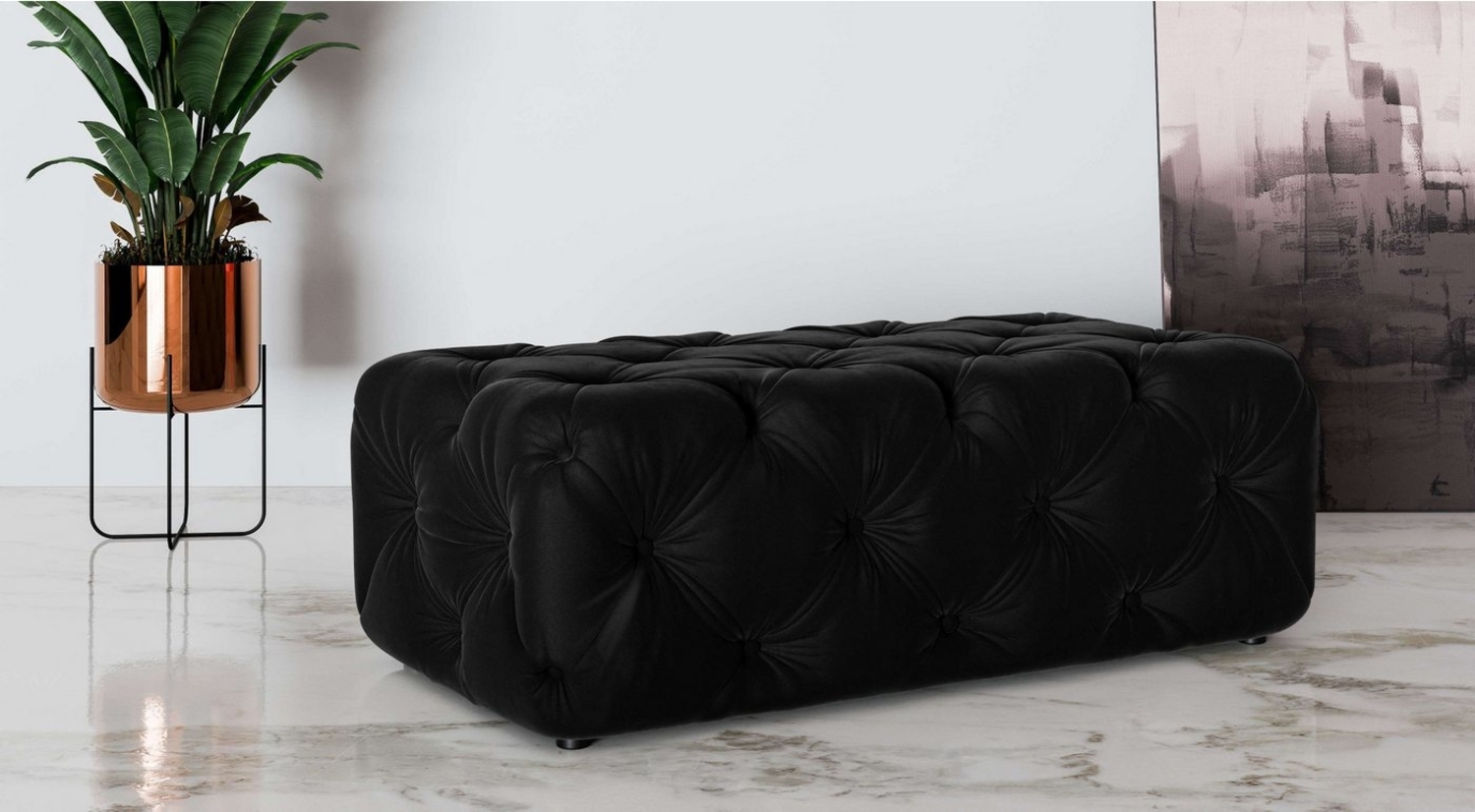 Places of Style Polsterhocker FOLLINA, Polsterhocker mit klassischer Chesterfield-Knopfheftung Bild 1