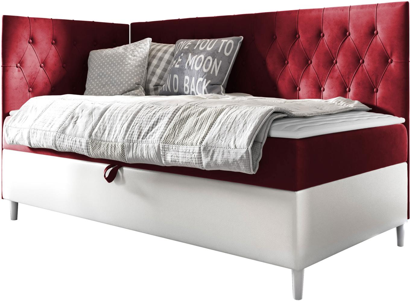 Boxspringbett 'Lenda Junior 3' rot 80 x 200 cm Links Bild 1