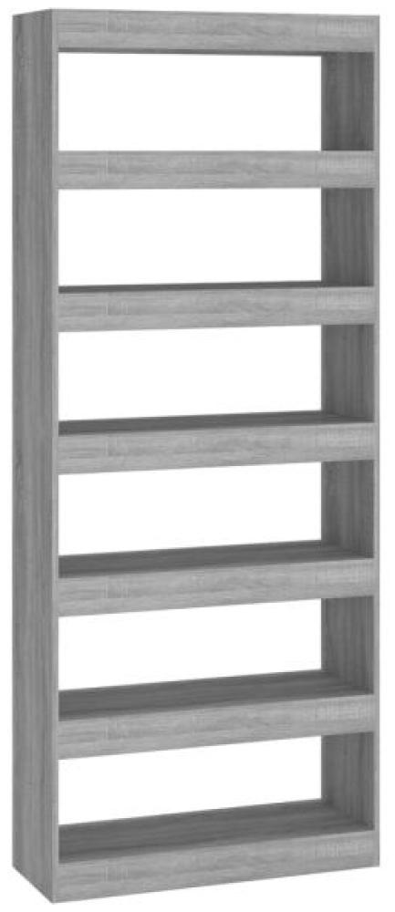 vidaXL Bücherregal/Raumteiler Grau Sonoma 80x30x198 cm Holzwerkstoff 813627 Bild 1