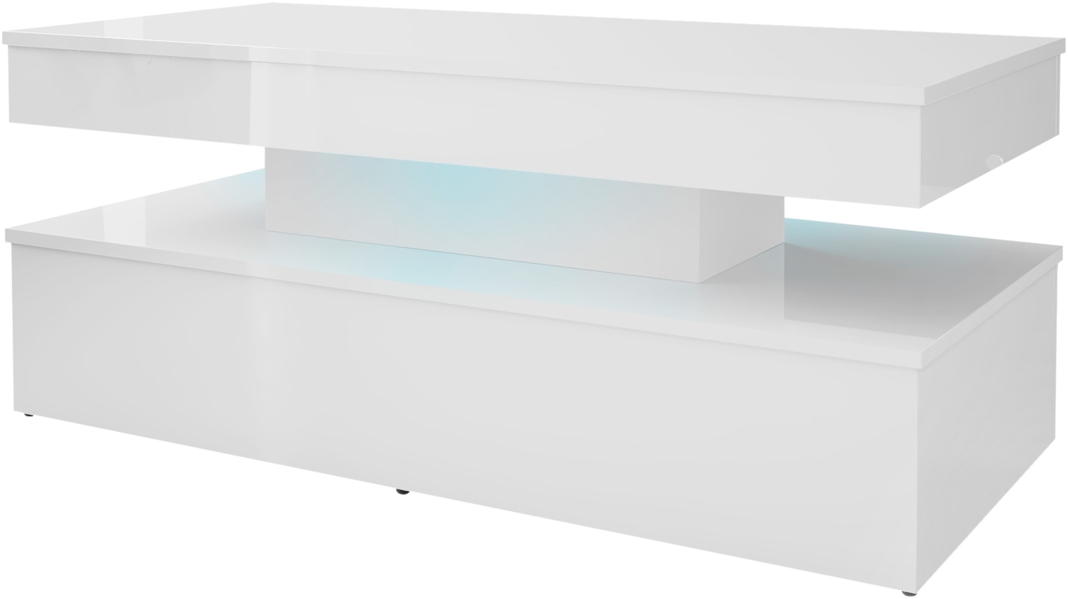 Couchtisch 120 Serkuzo 01, blauer LED-Beleuchtung (Farbe: Weiß / Weiß Hochglanz) Bild 1