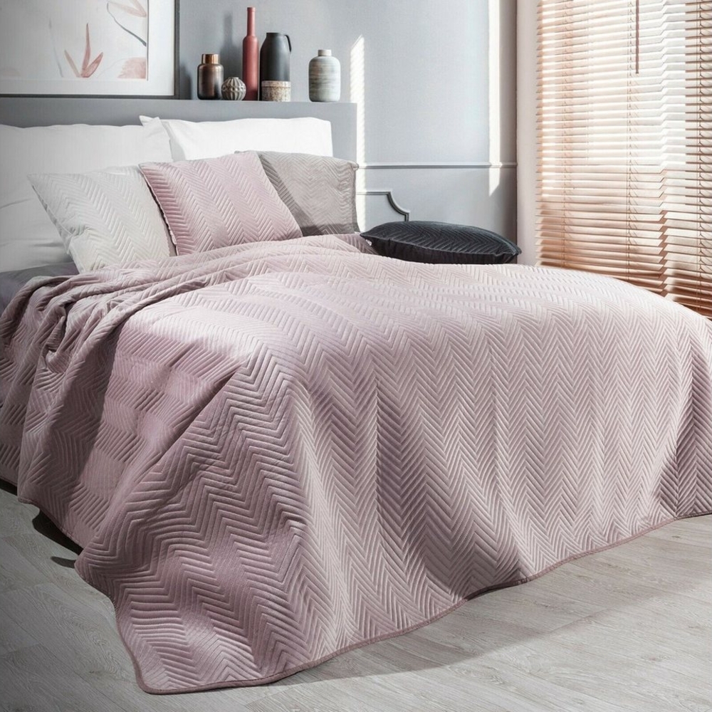 Eurofirany Bettüberwurf SOFIA, Elegante Tagesdecke Velvet Sesseldecke Sofadecke Überwurf Samt Bild 1