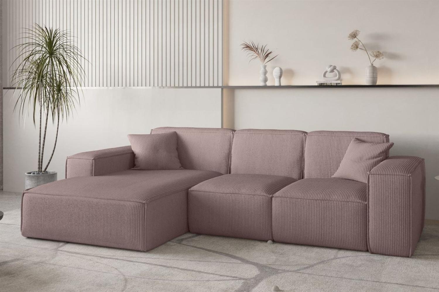 Ecksofa Designersofa CELES PREMIUM in Stoff Scala Lavendel Ottomane Links Bild 1