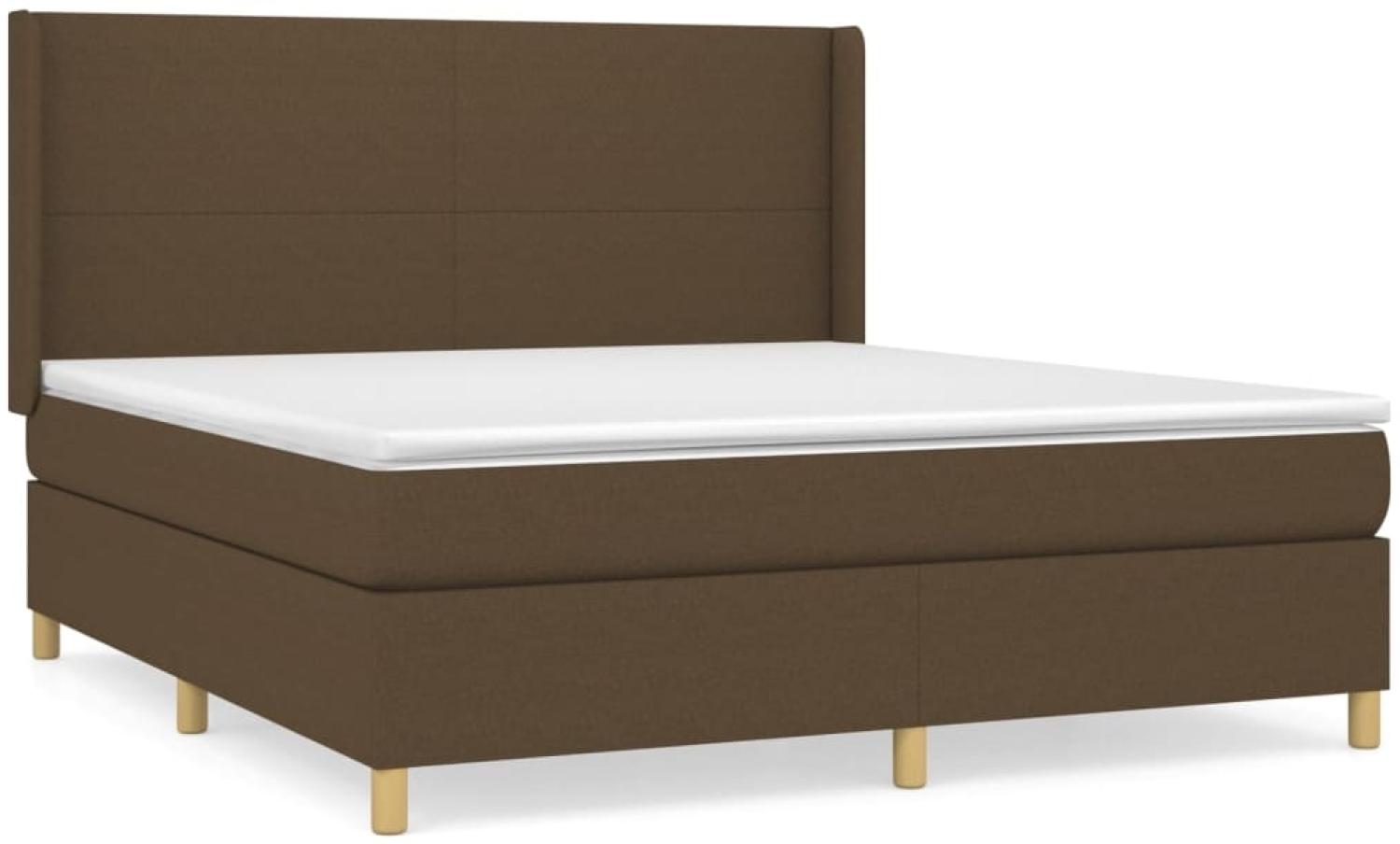 vidaXL Boxspringbett mit Matratze Stoff Dunkelbraun 160x200 cm, Härtegrad: H2 [3131844] Bild 1