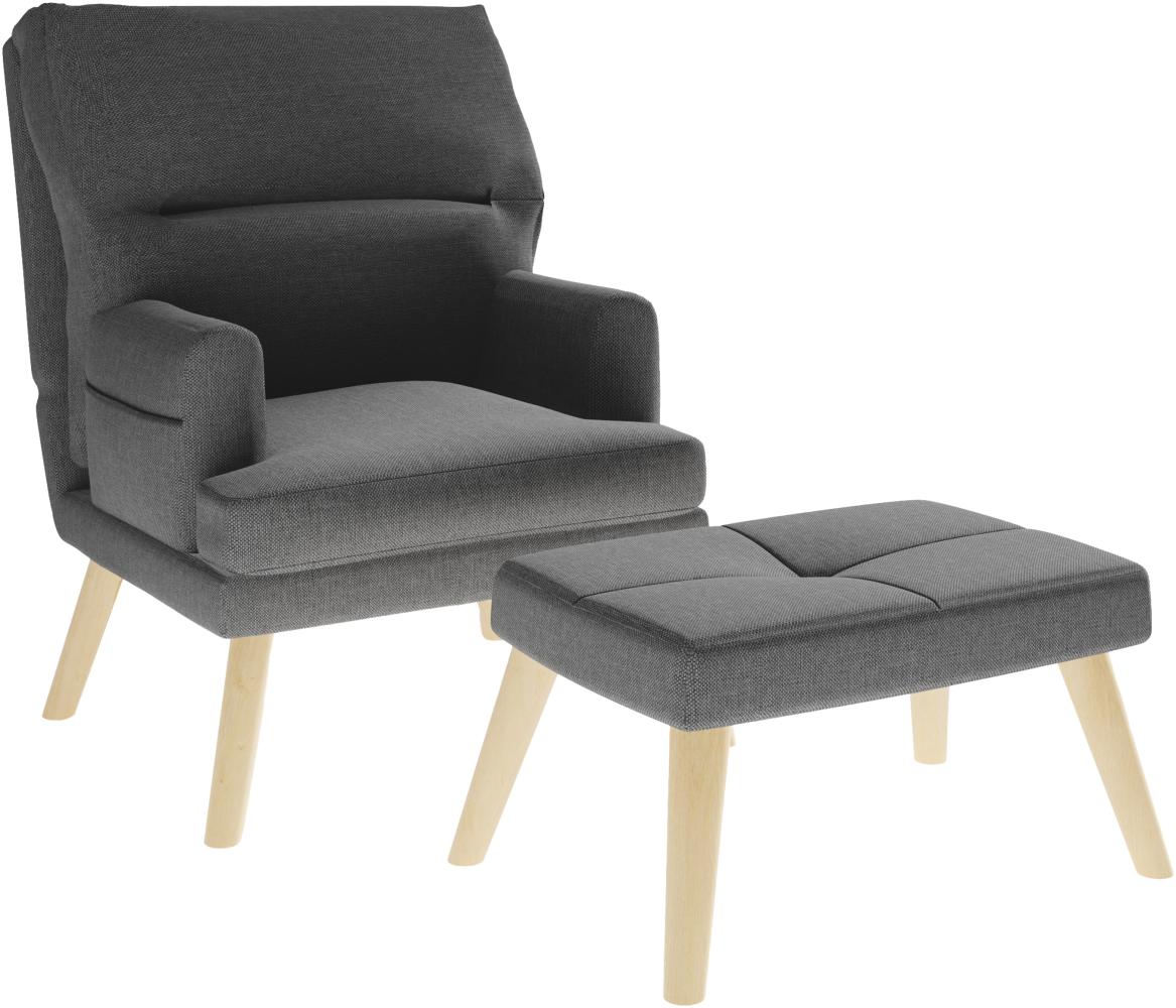 GrekPol Nemo Ohrensessel mit Hocker, Webstoff Dark Gray Bild 1