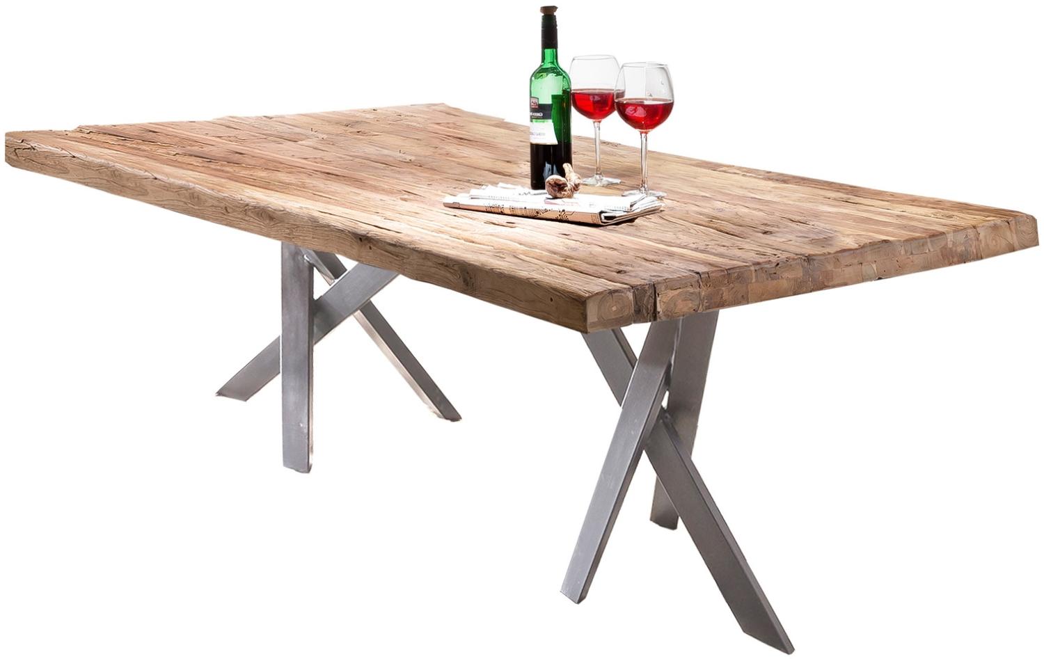 TABLES&CO Tisch 240x100 Teak Natur Metall Silber Bild 1