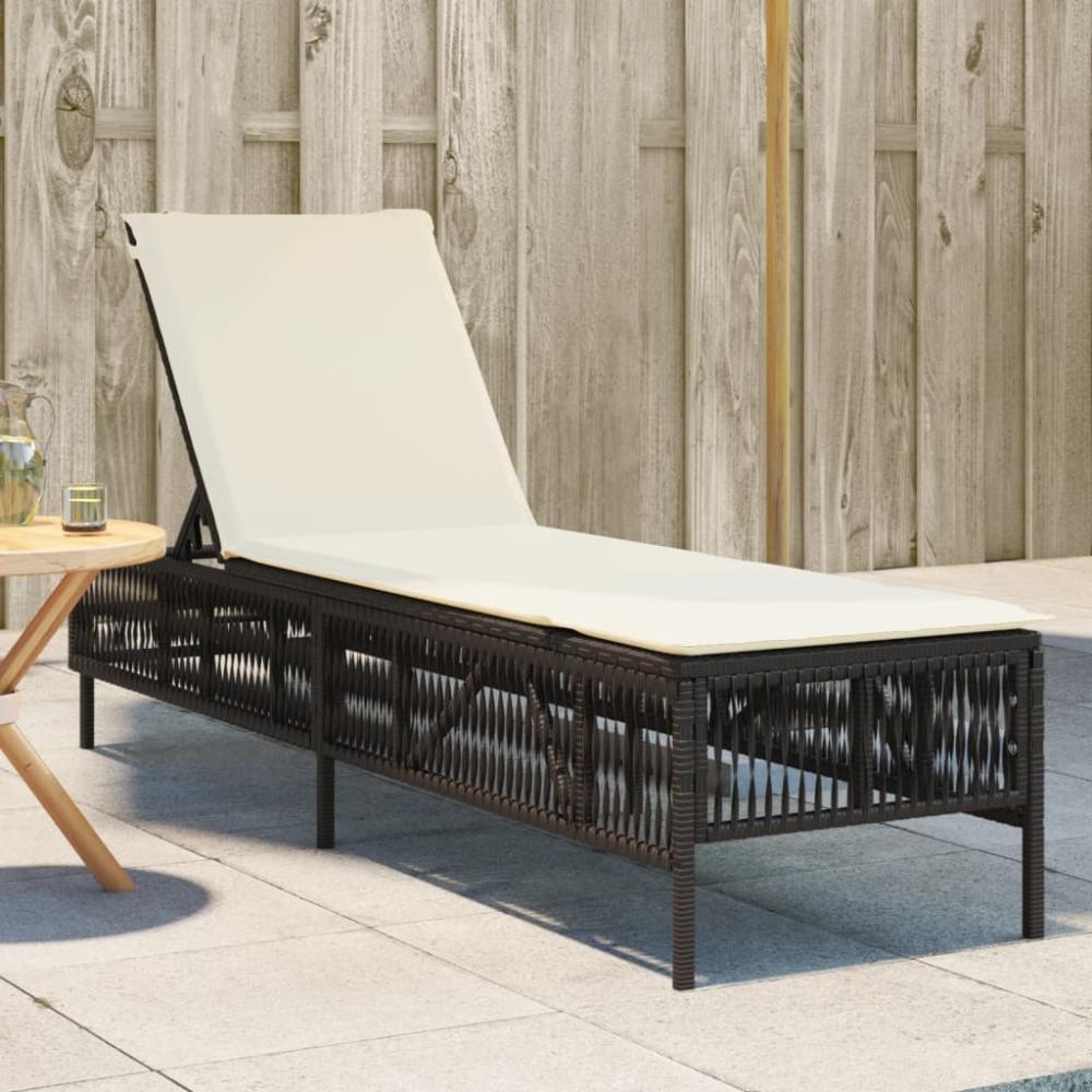 vidaXL Sonnenliege mit Auflage Braun Poly Rattan 4002738 Bild 1