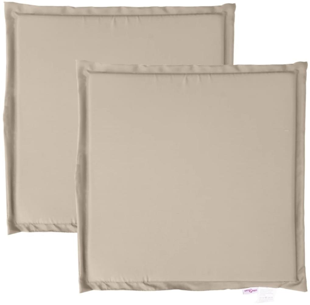 vidaXL Garten-Sitzkissen, quadratisch, 2 Stück, Polyester taupe, 45 x 45 x 2 cm Bild 1