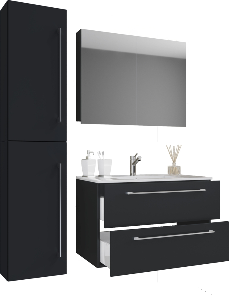 VCM Badmöbel Waschtisch Badinos 917113 Schwarz H. 151 x B. 113 x T. 46 cm Bild 1