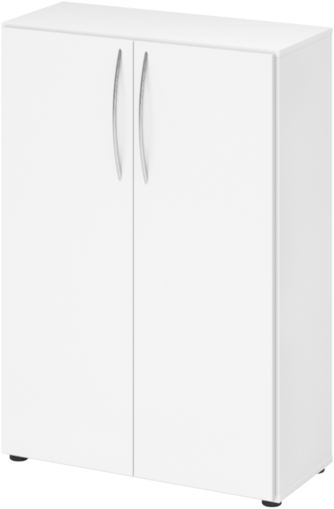 bümö Mehrzweckschrank 80cm breit, Aktenschrank o. Schuhschrank klein, Schrank mit Regal, Kommode in weiß aus Holz, Vorratsschrank & Haushaltsschrank mit Metallgriffen, 4550-W-W-BM Bild 1