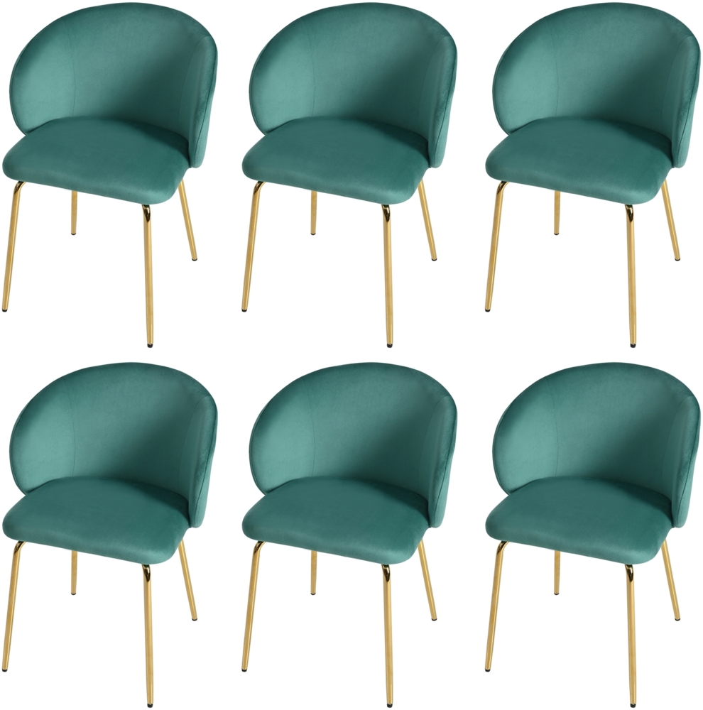 Merax Esszimmerstuhl (Set, 6 St), 6er Set Polsterstühle Wohnzimmerstuhl Schalenstuhl Samt, Metallbeine, Grün Bild 1