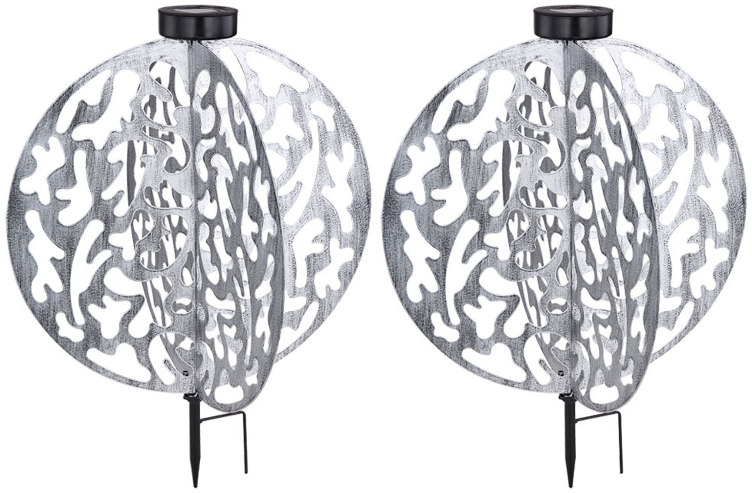 2er Set LED Solar Steckleuchte, Metall, silber, H 51 cm Bild 1