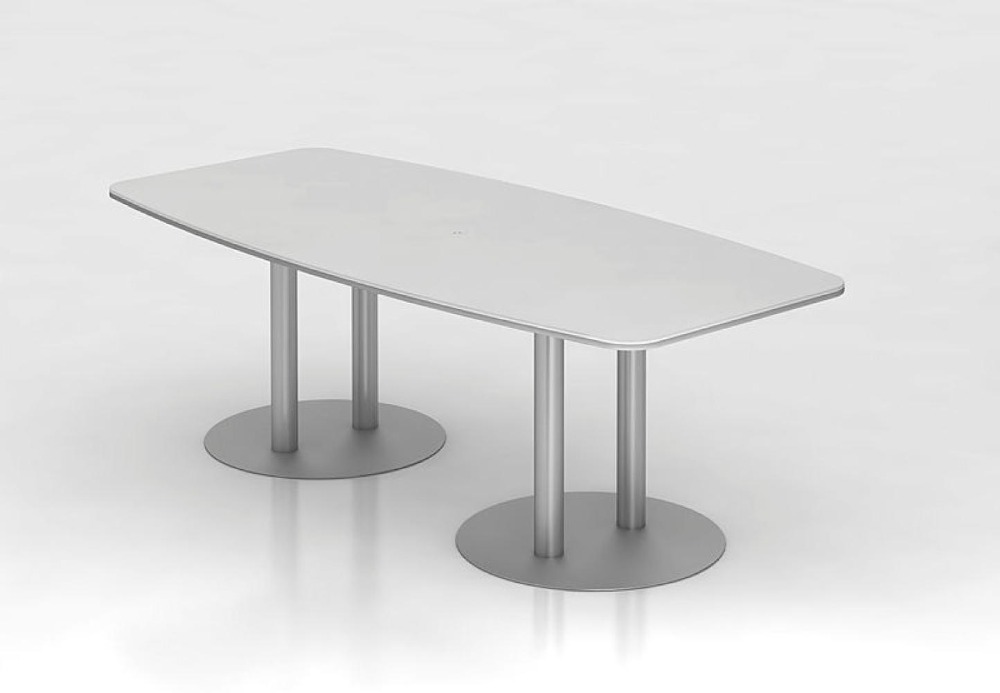 Konferenztisch KT22S 220x105cm Weiß Säulenfuße Gestellfarbe: Silber Bild 1