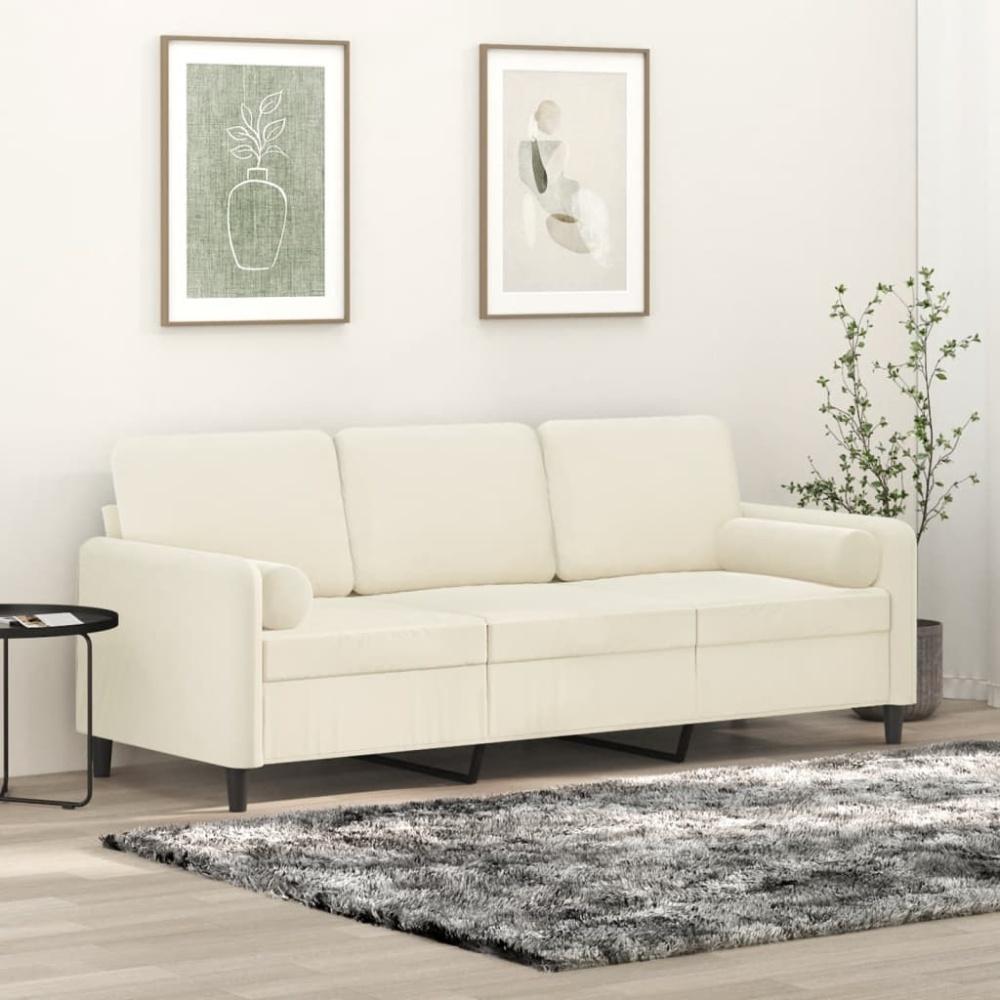 vidaXL 3-Sitzer-Sofa mit Zierkissen Creme 180 cm Samt 3200899 Bild 1