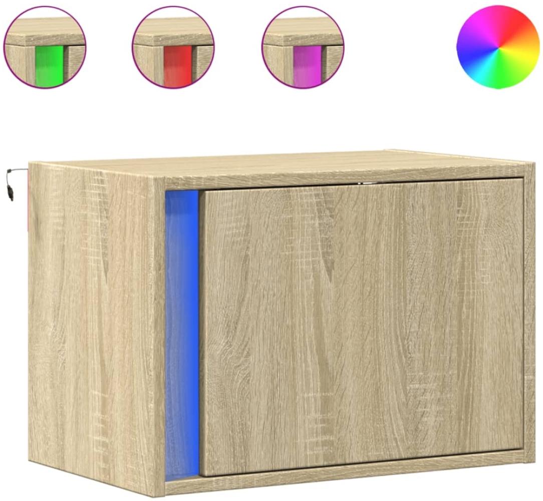 vidaXL Wand-Nachttisch mit LED-Leuchten Sonoma-Eiche 852093 Bild 1