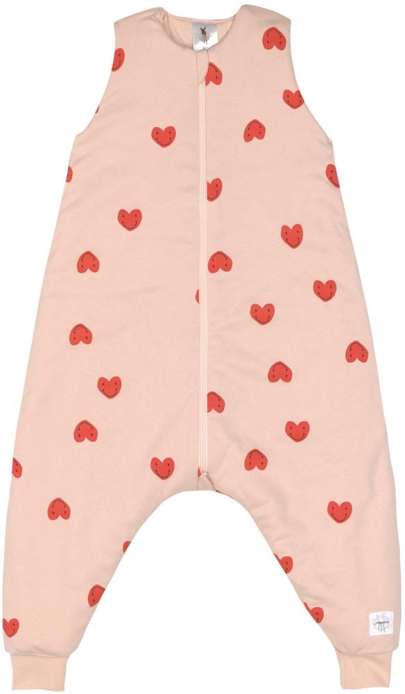 LÄSSIG Kinder Schlafoverall ärmellos 2,5 TOG atmungsaktiv aus Bio Baumwolle/Sleeping Jumper Heart Peach Rose, Größe 110/116 Bild 1