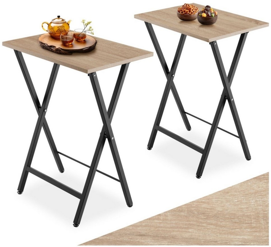 tectake Beistelltisch 2er Set Beistelltische (2-St, 2 tlg), Zwei klappbare Beistelltische im typischen Industrial-Look Bild 1