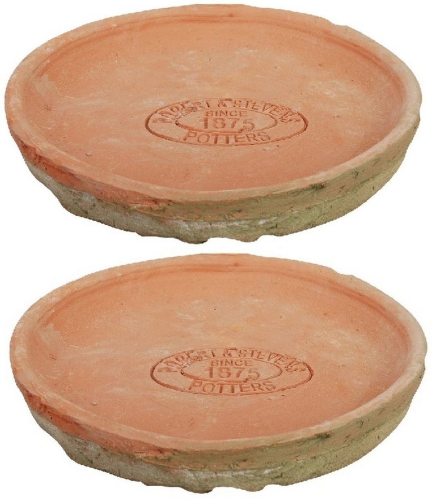 2er Set Aged Terracotta Untersetzer rund Ø 16,4 cm Planzen Blumen Topf Ton Töpfe Bild 1