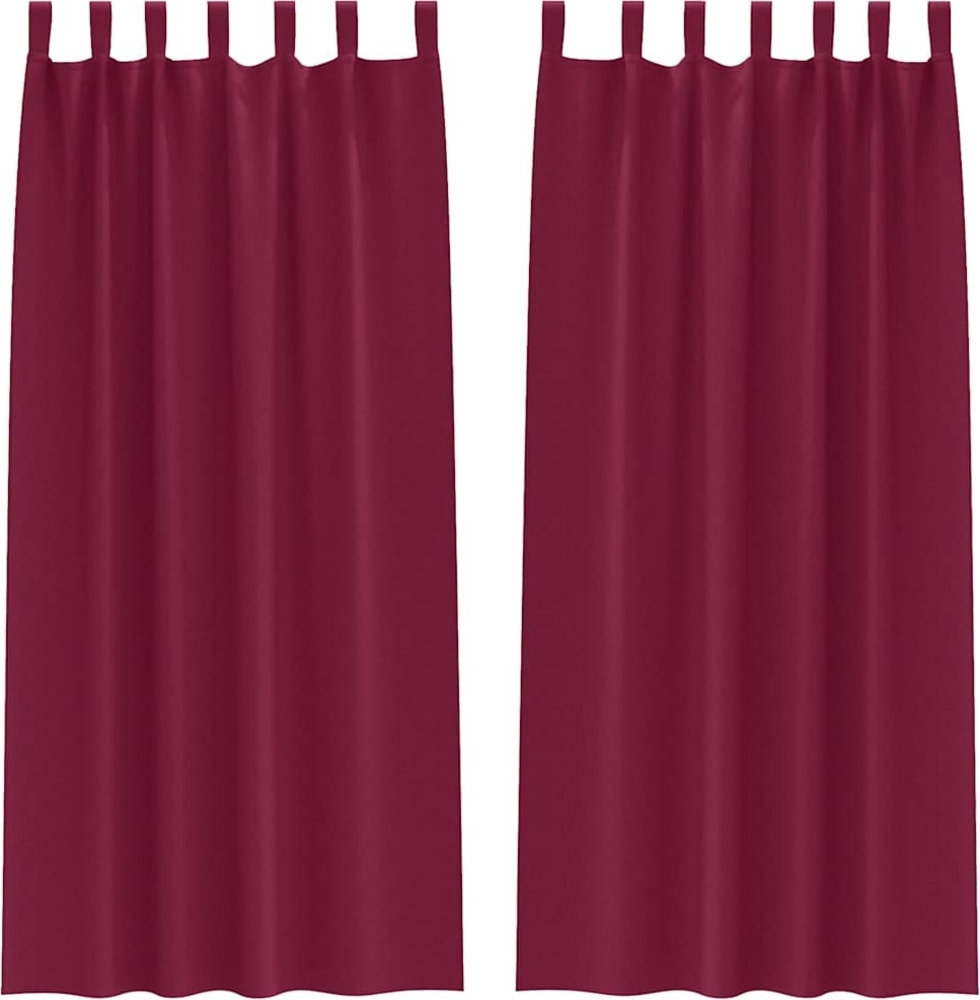 vidaXL Verdunkelungs-Vorhänge mit Ringen 2 pcs Weinrot 225 x 140 cm 4107575 Bild 1