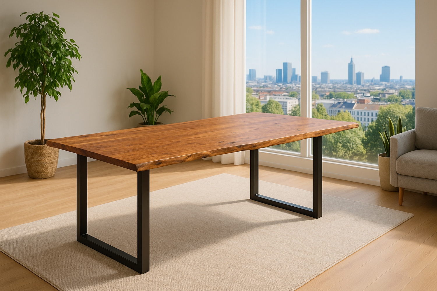 Esstisch Baumkante massiv Akazie nougatfarben 240 x 100 cm schwarz LAURINA 71268114 Bild 1