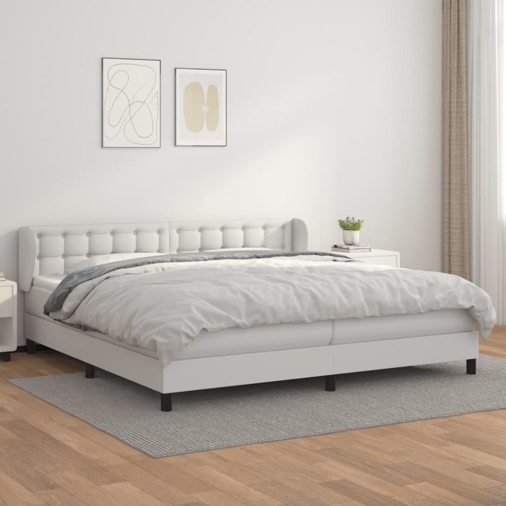 vidaXL Boxspringbett Matratze, Härtegrad: H2, Kunstleder Weiß 200 x 200 cm Bild 1