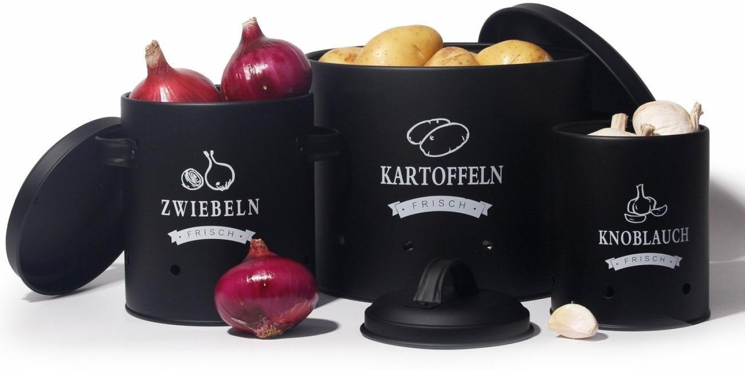 Zedelmaier Vorratsdose Aufbewahrung Kartoffeln Set für Kartoffeln,Zwiebeln,Knoblauch Metall, (TDYC-SET), Zwiebeltopf Kartoffeltopf Knoblauchtopf,Runde Form Bild 1