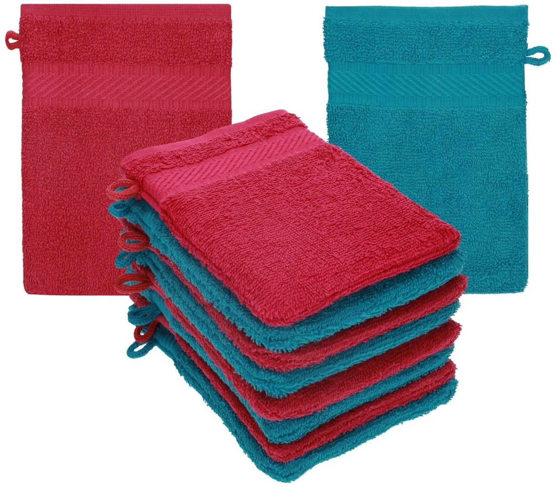 Betz Waschhandschuh 10 Stück Waschhandschuhe PALERMO Gr 16x21 cm Farbe cranberry-petrol, (Set) Bild 1