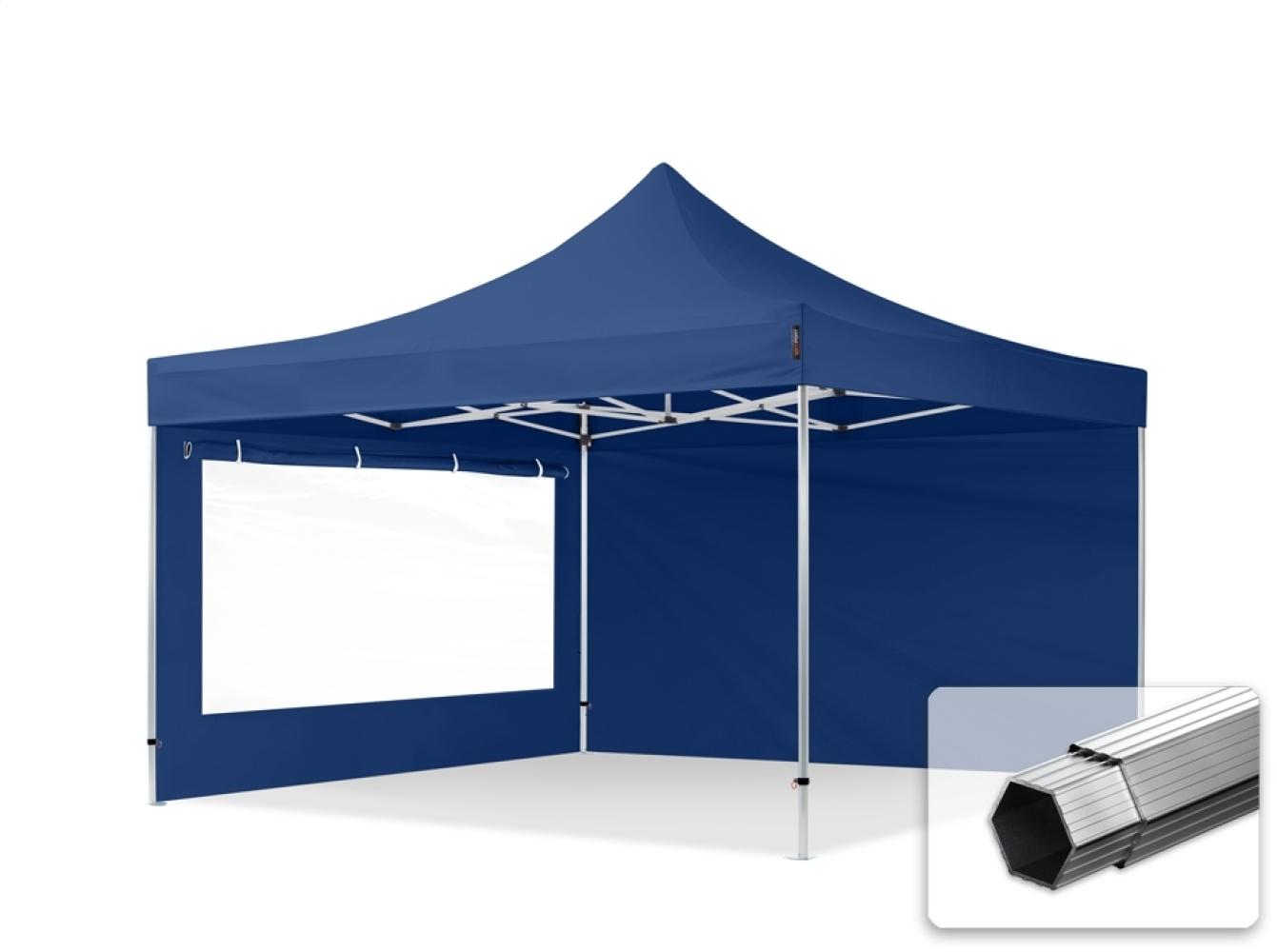 4x4 m Faltpavillon PROFESSIONAL Alu 40mm, Seitenteile mit Panoramafenstern, blau Bild 1