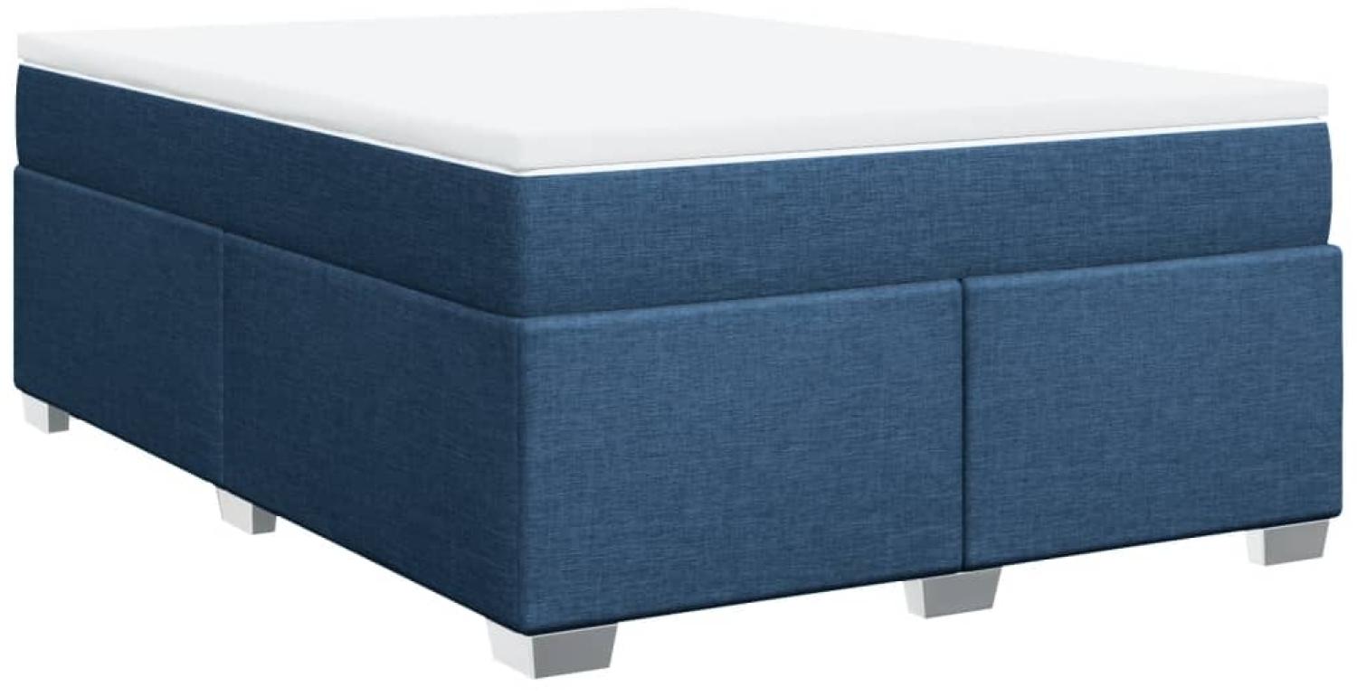 vidaXL Boxspringbett mit Matratze Blau 140x190 cm Stoff 3285136 Bild 1