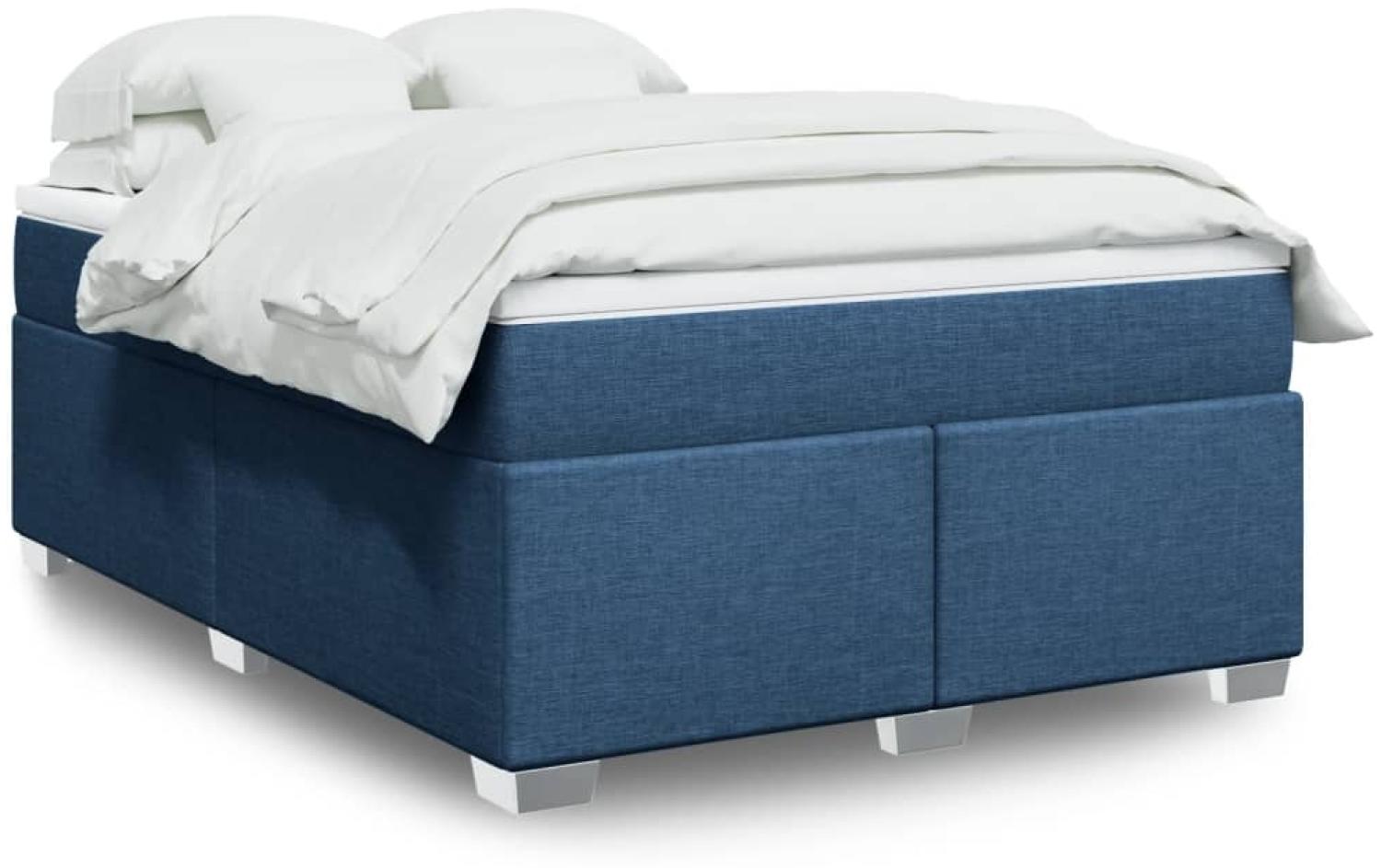 vidaXL Boxspringbett mit Matratze Blau 140x190 cm Stoff 3285136 Bild 1