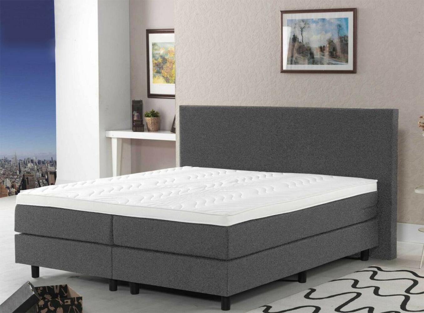 Boxspringbett Florenz. 160x200cm. Härtegrade 2 x H5. Textilbezug grau Bild 1