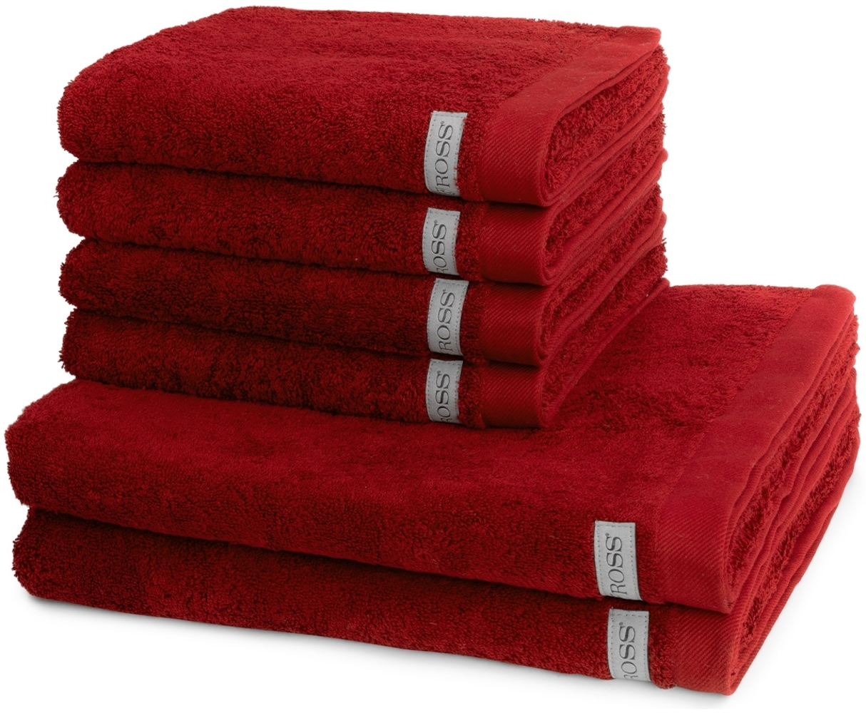 Ross Sinfonie 6 tlg. Frottier-Set - 4 X Handtuch (50 X 100cm), 2 X Duschtuch (70 X 140cm) - 500 g/m2 - Kirsche Bild 1